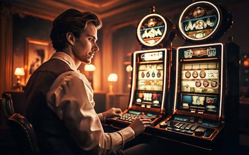un homme joue dans un casino en ligne
