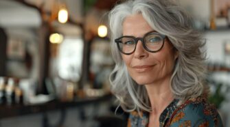 Idées de coupes pour femmes de 60 ans avec lunettes