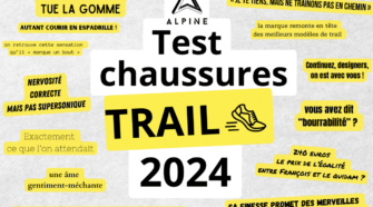 Chaussures de trail sur un sentier montagneux pour les tests 2024