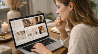 femme choisit bijoux sur internet